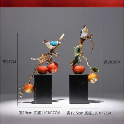 DecorBites™ Chinese Enamel Persimmon Ruyi Ornament for Living Room Wine Cabinet Décor