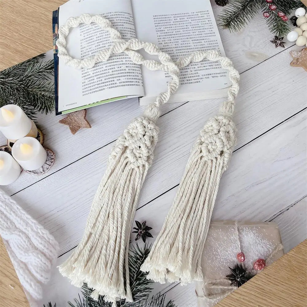 Decobites Macrame Curtain Tie Backs with Tassels - Boho Wall Decor & Window Accents