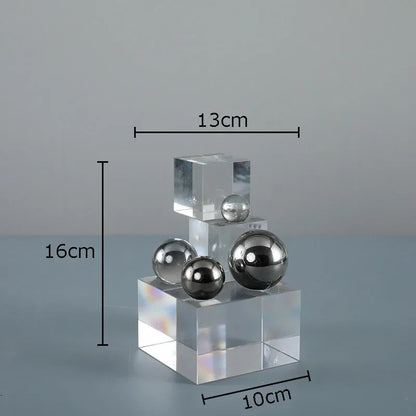 DecorBites™ Crystal Ladder Silver Ball Desk Ornament Geometric Block Room Decor