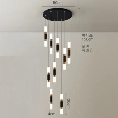 DecorBites™ Crystal LED Chandelier: Luxury Stair Lighting Fixture for Staircase, Minimalist Indoor Hangings