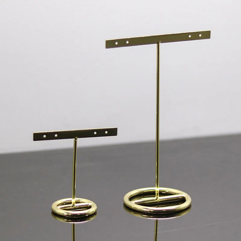 DecorBites™ Golden Geometric Jewelry Display Rack - Desktop Storage & Home Decoration