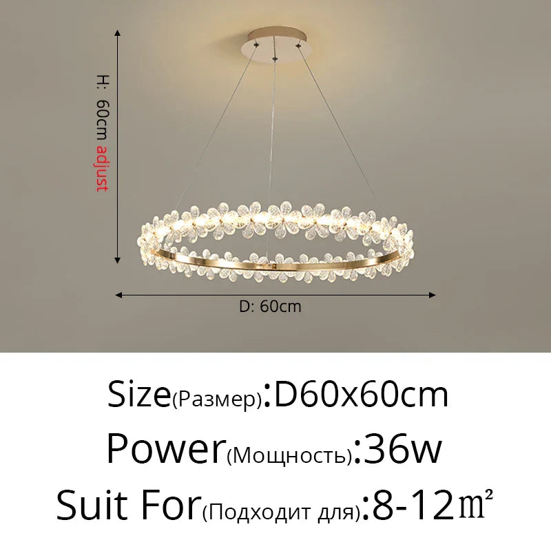 Lámpara de araña LED de cristal DecorBites™ para decoración del hogar e iluminación de lujo