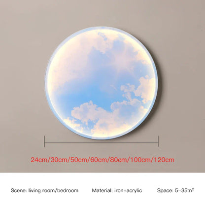 DecorBites™ Circular Ring Sky Blue White Cloud Wall Lamp for Living Room Baby Bedroom