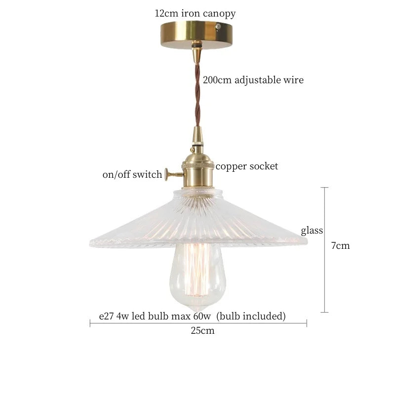 DecorBites™ Clear Glass LED Copper Pendant Lighting for Minimalist Decor