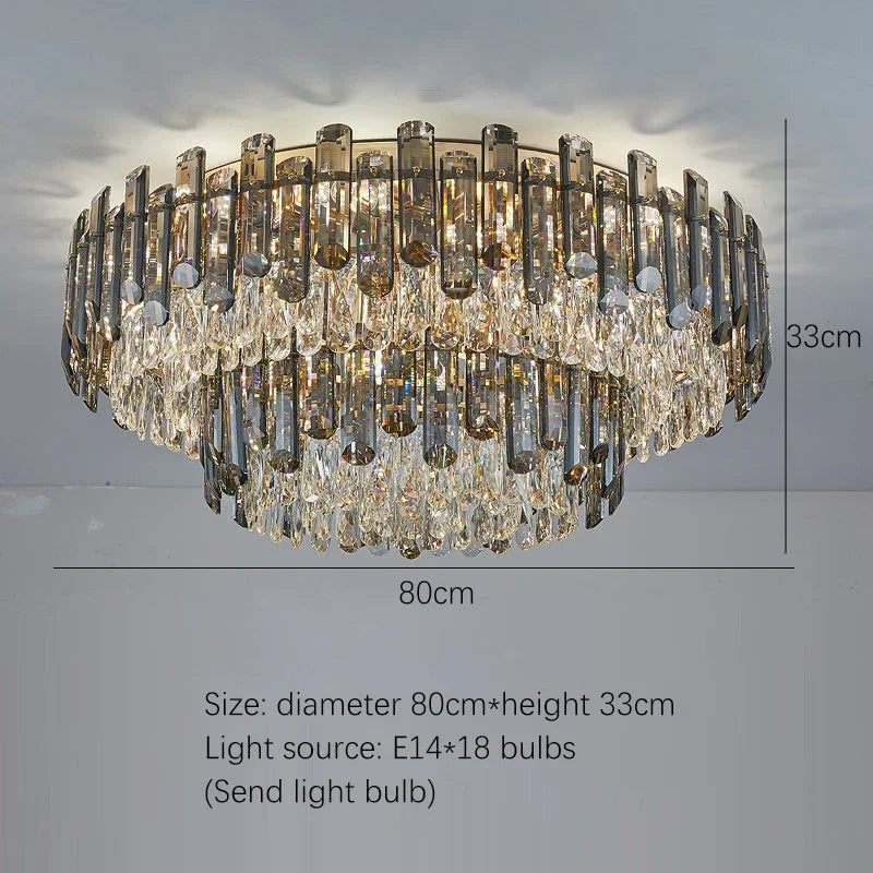 DecorBites™ Gold Crystal Chandelier for Living Room Luxury Lighting Fixture