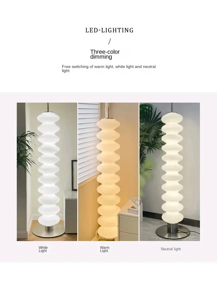 Lámpara de pie DecorBites™ con forma de calabaza de azúcar color crema para un ambiente elegante en la sala de estar y el dormitorio.