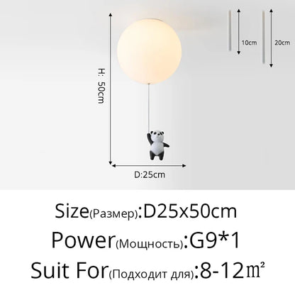 DecorBites™ Kids Cartoon Panda Polar Bear Ceiling Light Chandelier for Boys and Girls' Bedroom