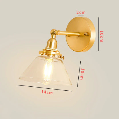 DecorBites™ Clear Glass LED Mirror Light Pull Chain Copper E14 Wall Lamp