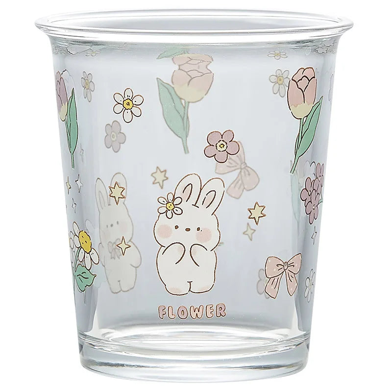 DecorBites™ Cute Four-color Bear Rabbit Glass Tea Coffee Cup