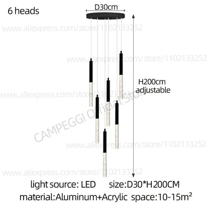 DecorBites™ Cylindrical Chandelier: Modern Nordic Indoor Lighting for Living Room, Staircase & Ceiling
