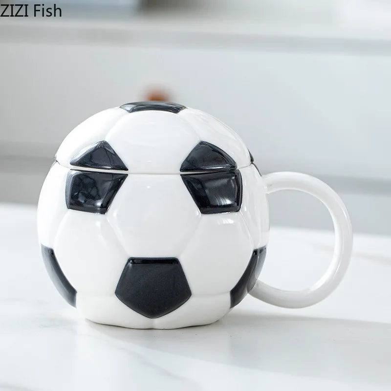 DecorBites™ Baseball Shape Ceramic Mug with Lid - Coffee, Tea, Juice Cup