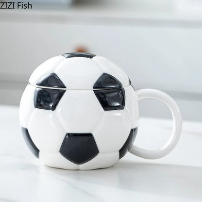 DecorBites™ Baseball Shape Ceramic Mug with Lid - Coffee, Tea, Juice Cup