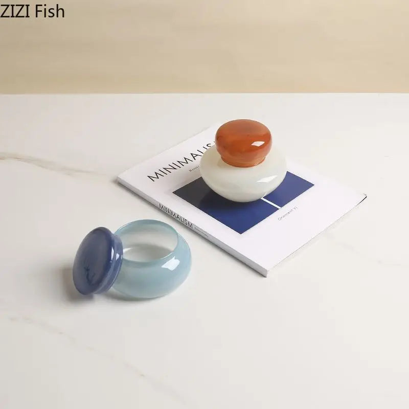 DecorBites™ Glass Storage Jar with Lid Ring Jewelry Box Candy Pot Aroma Can