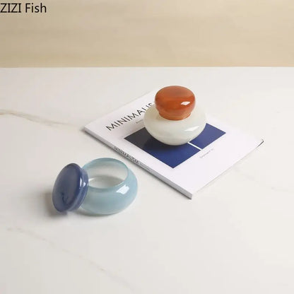 DecorBites™ Glass Storage Jar with Lid Ring Jewelry Box Candy Pot Aroma Can