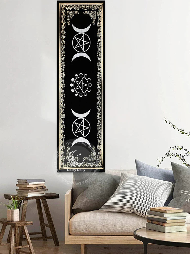 Decobites Triple Moon Phases Tapestry Wall Hanging | Mystical Tarot Boho Room Decor