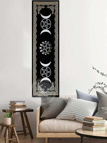 Decobites Triple Moon Phases Tapestry Wall Hanging | Mystical Tarot Boho Room Decor