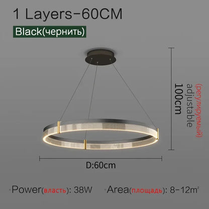 DecorBites™ Circle Chandelier Acrylic Shade, High-End Designer Hanging Lighting for Home and Restaurant