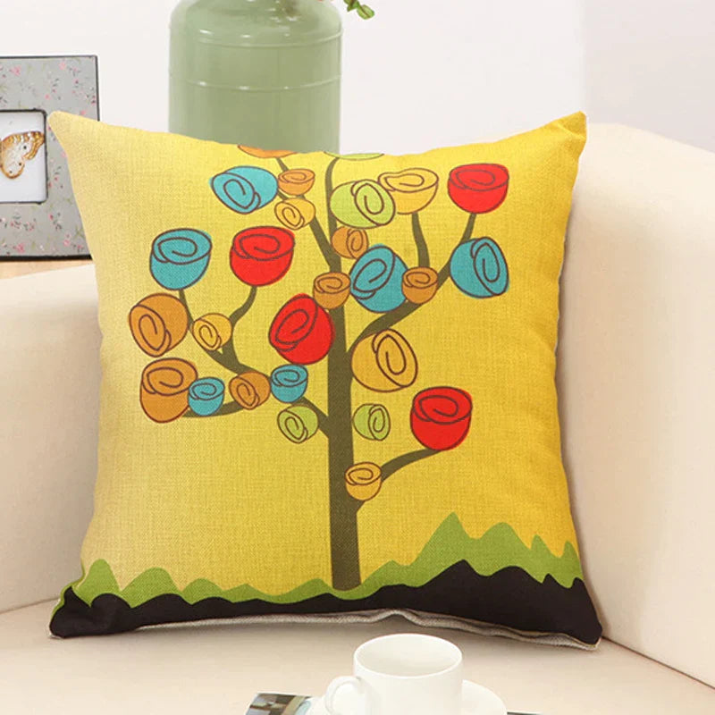 DecorBites™ Abstract Tree Flower Pattern Pillow Cover for Home Decor
