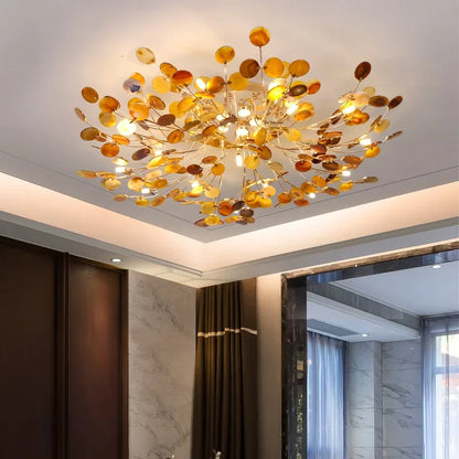 DecorBites™ Leaf Agate Ceiling Lamp: Modern Nordic Jade Design for Living Room, Restaurant, Bedroom
