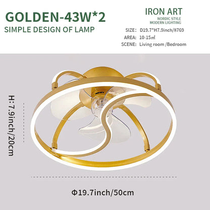 DecorBites™ LED Ceiling Fan with Remote Control, Modern Silent Lighting Fixture for Bedroom and Dining Room