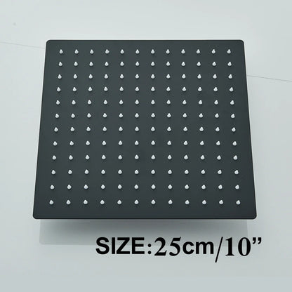 DecorBites™ 12" Matte Black Rainfall Shower Head Set with Shower Arm