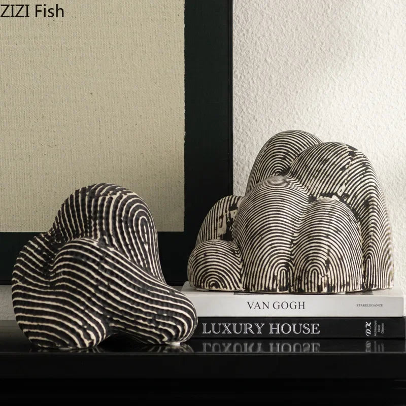 DecorBites™ Abstract Ceramic Rockery Sculpture Ornament for Aesthetic Desk Decoration