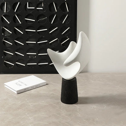 DecorBites™ Abstract Hollowed-out Resin Sculpture, Black and White Modern Home Decor Statue.