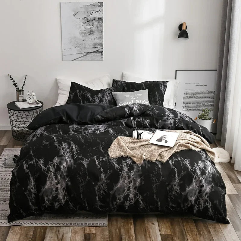 Decobites Marble Print Duvet Cover Set - Soft Comfortable Bedding Set