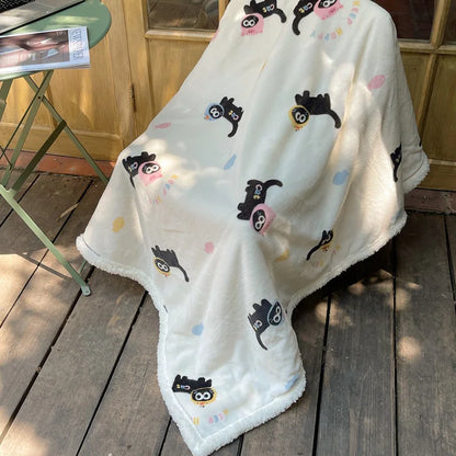 DecorBites™ Lamb Nap Cartoon Coral Velvet Blanket: Super Soft, Thick, and Cute for Winter