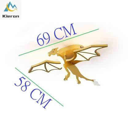 DecorBites™ Golden Dragon LED Ceiling Lamp for Bedroom, Study, and Restaurant