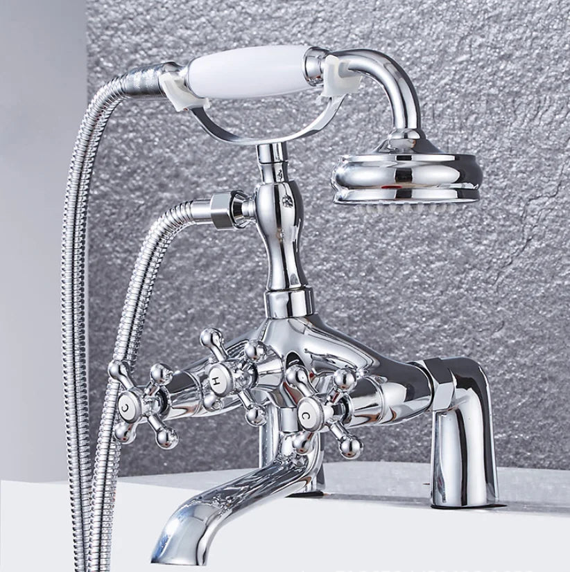 مجموعة خلاط حوض استحمام ودش من DecorBites™ من الكروم العتيق للحمام