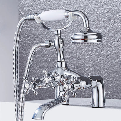 مجموعة خلاط حوض استحمام ودش من DecorBites™ من الكروم العتيق للحمام