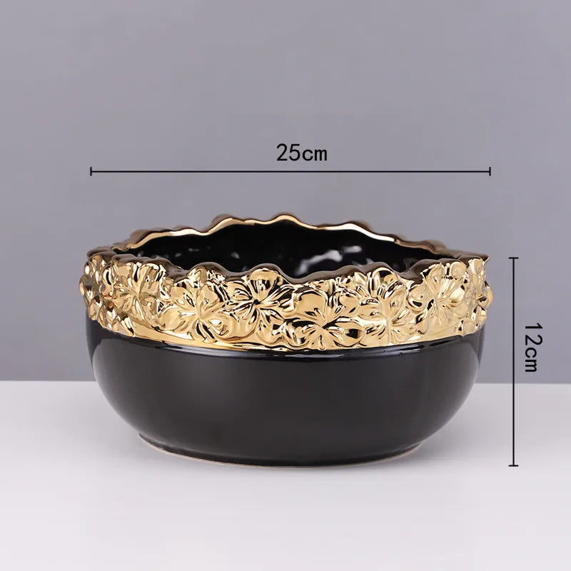 DecorBites™ Golden Edge Succulent Flower Pot Vase - Indoor Ceramic Planter Pot