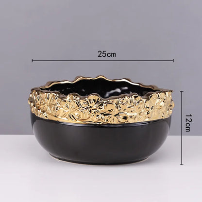 DecorBites™ Golden Edge Succulent Flower Pot Vase - Indoor Ceramic Planter Pot