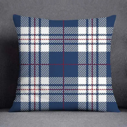 غطاء وسادة أزرق بتصميم هندسي زهري من ديكوربايتس™ - غطاء وسادة لديكور المنزل العصري