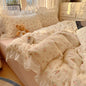 Decobites Floral Lace Ruffles Bedding Set 3/4Pcs Single Queen Size Duvet Cover