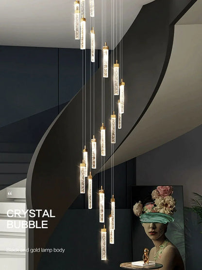 DecorBites™ Crystal Ceiling Chandelier: Modern Nordic Design, Long Staircase Pendant Lamp