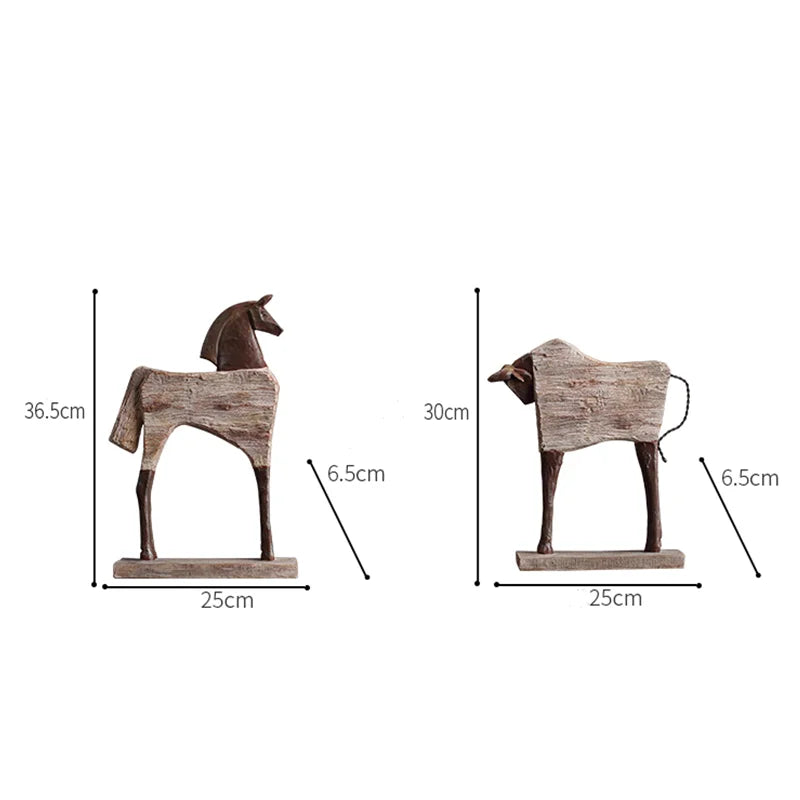 DecorBites™ Horse Sculpture: Handmade Wood Grain Design, Animal Figurine for Home Decor
