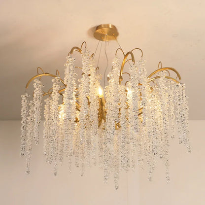 DecorBites™ Gold Glass LED Crystal Chandeliers for Luxe Dining Room Decor