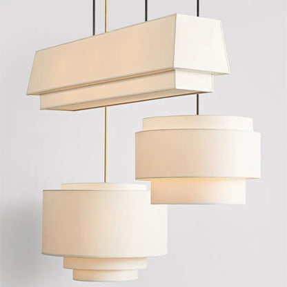 DecorBites™ Japanese Style Tiered Pendant Lamp: Minimalist Fabric Shade for Living Room & Kitchen Counter