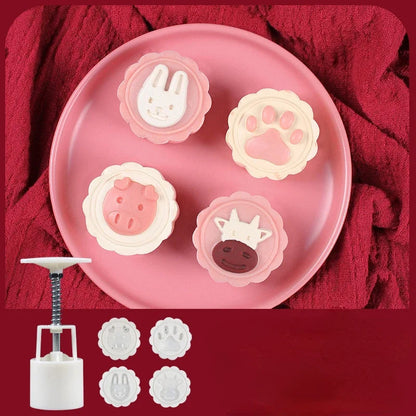 Molde DecorBites™ 3D para pastel de luna con forma de flor de cerezo, ideal para hornear durante el Festival del Medio Otoño.