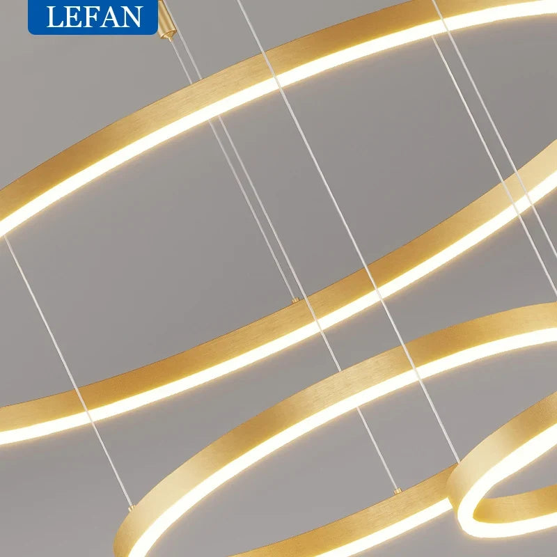 Modern Brushed Ring Pendant Light in Gold and Coffee