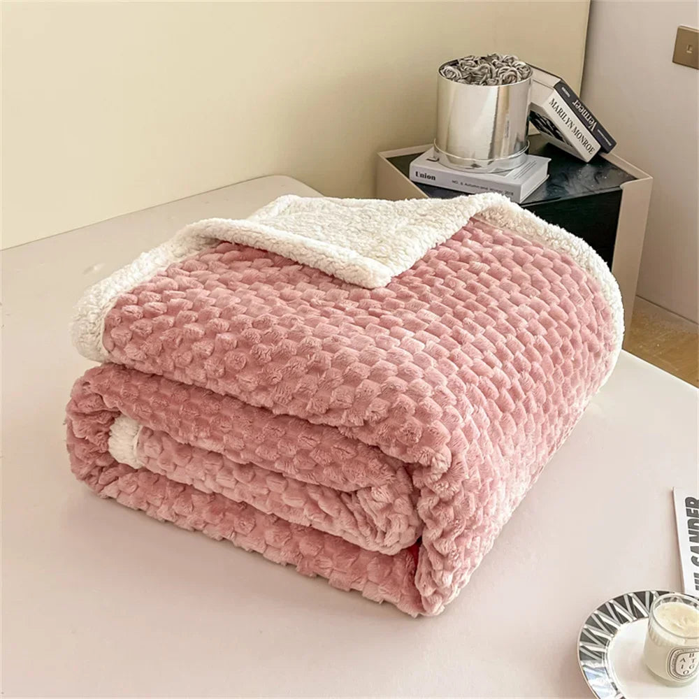 Decobites Sherpa Fleece Plush Blanket Throw - Cozy Solid Color BedSheet