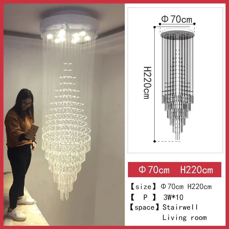 DecorBites™ Crystal Chandelier for Staircase & Living Room - Modern LED Lighting Solution