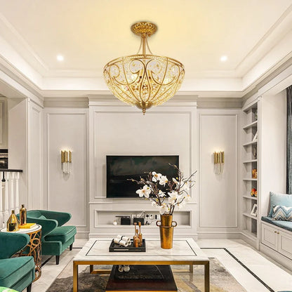 Lámpara de araña semi-araña de cristal de lujo DecorBites™ para dormitorio, restaurante o pasillo - Estilo retro europeo