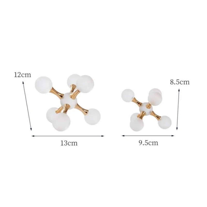 Adorno decorativo geométrico de metal con forma de molécula de bola de cristal DecorBites™