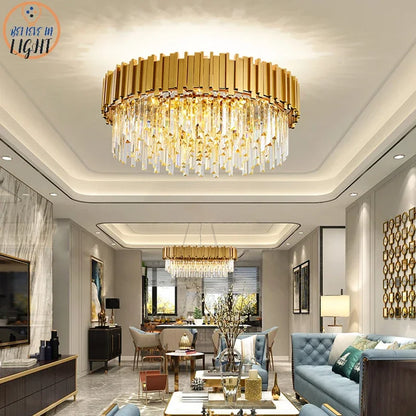 DecorBites™ Gold Black Crystal Chandeliers LED Ceiling Light for Luxe Living & Hospitality