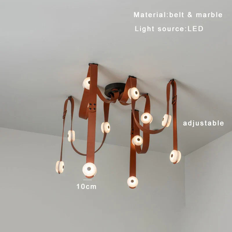 DecorBites™ Designer Belt Marble Pendant Lights: Luxury Dimmable Fixture for Villa Duplex