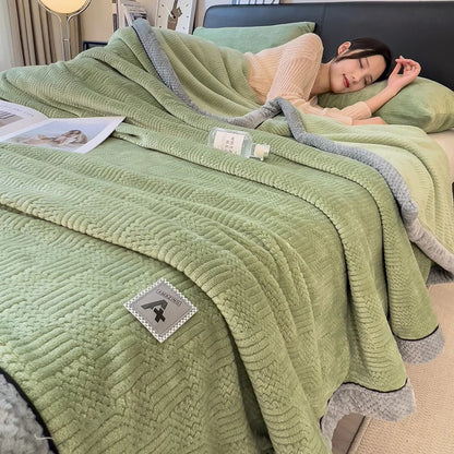 Manta de felpa jacquard acogedora DecorBites™ - Forro polar coral suave - Para todas las estaciones - Rayas lisas europeas