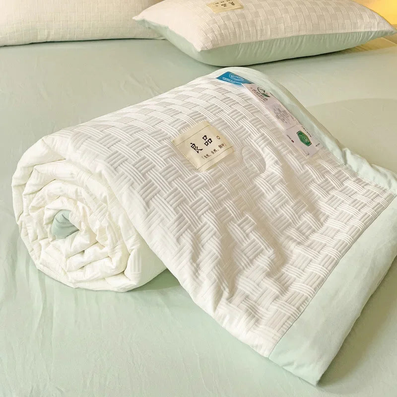 DecorBites™ Jacquard Summer Cool Blanket: Light & Breathable Comforter for Double & Single Beds